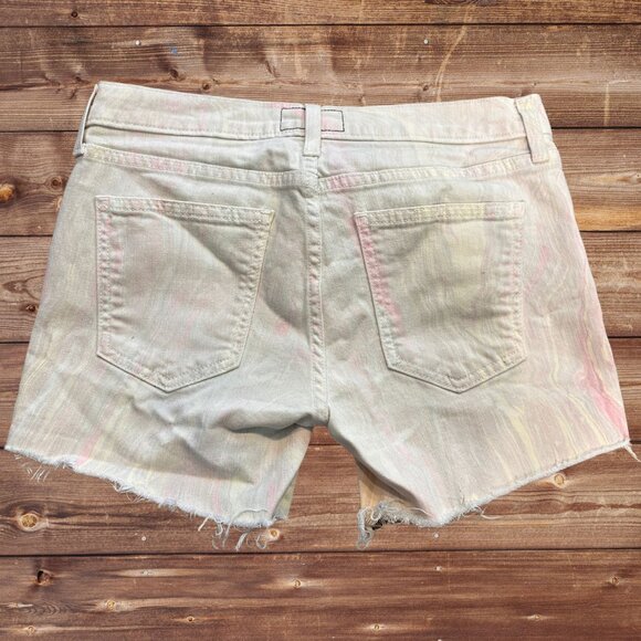 Current/Elliott Marble Shorts 27 Mid Rise Stretch Denim Raw Hem - Picture 2 of 7